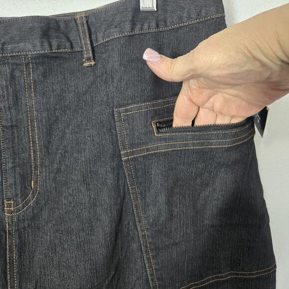 VTG Emergency Exit Denim Jean Skirt sz 19 (2X) Blue A-Line Zip Pockets - Picture 5 of 13